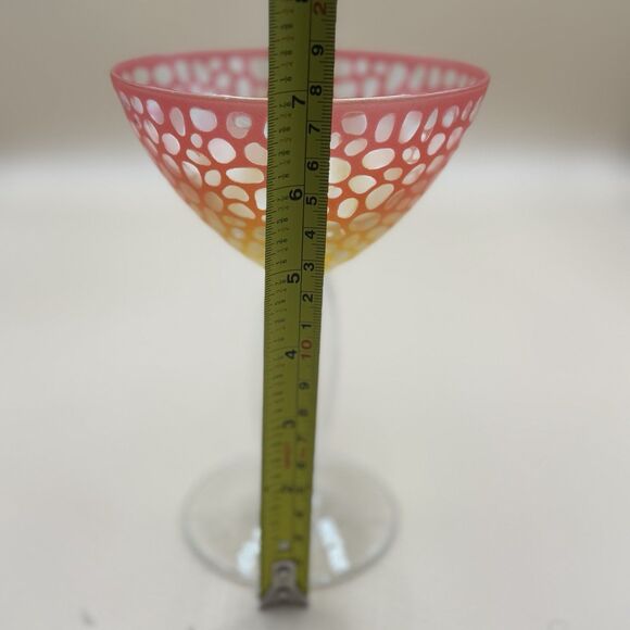 Retro Vintage Glass Ombré Martini Glass W/ Double Twist Stem 6.75”H - Picture 8 of 8